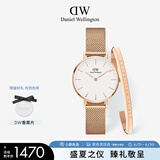 丹尼尔惠灵顿（DanielWellington）DW女表28mm欧美简约白盘石英腕表节日礼物DW00100219+小手镯