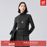 伊芙丽【0压感】伊芙丽百搭亲肤高级感白色T恤打底衫女2024秋装基础内搭 深灰 155/80A/S