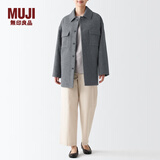 无印良品（MUJI）男女通用羊毛混立领中长大衣男式女式毛呢外套秋冬格雷系BDA16A2A 炭灰色 L-XL