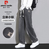 皮尔卡丹（pierre cardin）直筒牛仔裤男春夏秋宽松休闲裤子男阔腿松紧腰长裤男 灰色 2XL