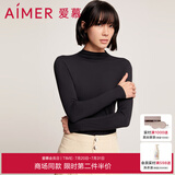 爱慕上衣女士21AW随心恋曲莫代尔小高领长袖上衣打底保暖AM726891 黑色400 165