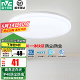 雷士（NVC）阳台灯卧室灯吸顶灯灯具灯饰厨房灯LED照明灯现代简约灯饰卫生间 如雪白 12瓦 正白光 IP40防虫