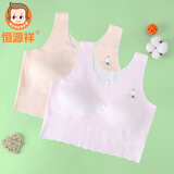 恒源祥弹力无痕女内衣发育期少女文胸小学生初中生女孩小背心打底衫内穿 粉色+肤色（两件装） jsw102 均码 （A75）建议体重70-90斤
