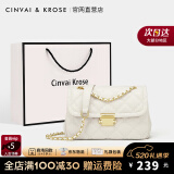 CinvaiKrose【阿Sa蔡卓妍同款】官网包包女包2025新款斜挎包单肩包520礼物 米白-CK女包生日礼物送女友