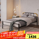 天坛家具铁艺床经典单双人钢木铁床现代环保简约小户型黑白色铁艺婚床 铁艺床（黑色）（不含床垫） 1.0*1.9m