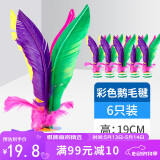 紫湖毽子6个装 大号鹅毛羽毛彩色比赛毽球 牛筋底花键儿童耐踢毽子