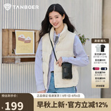 坦博尔羽绒服马甲女立领宽松外搭短款羽绒背心外套TD236006 小香白 165