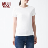无印良品 MUJI 女式 双罗纹编织 圆领短袖T恤 BBA03A1S 白色 L