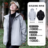 骆驼（CAMEL）户外冲锋衣男女款三合一黑色外套防风防水旅游进藏三防登山服