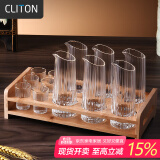 CLITON竖纹白酒杯分酒器100ml酒具套装 一口小酒杯分酒壶酒盅6壶6杯