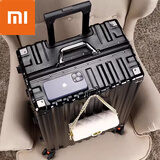 小米族行李箱女静音万向轮拉杆箱商务铝框24寸学生密码旅行箱男 黑色 20寸