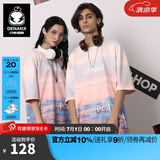 闪电潮牌（GENANX）五分袖潮男太空棉渐变色印花夏季新款情侣短袖t恤 晚霞色 XL