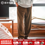 马登工装雪尼尔垂感聪明裤美式巴恩风直筒休闲裤仿灯芯绒束脚长裤子男 浅咖啡 M