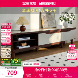 全友家居现代简约客厅家具小户型可伸缩长方形钢化玻璃高脚电视机柜子