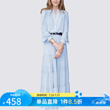 MeetMetro玛依尔法式仙女连衣裙女2025春新款高端气质纯欲风裙子礼服长裙 浅蓝【现货】 M