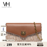 VANESSA HOGAN VH女包太阳神系列贝伦信封包轻奢斜挎包链条包纪念日礼物送女友 黄棕色