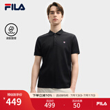 FILA 斐乐t恤短袖男士POLO衫男装2025夏季新款时尚休闲基础上衣短袖衫 正黑色-BK L 175/96A/L
