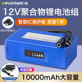 德力普（Delipow）12v锂电池大容量锂离子聚合物锂电池组带显示屏移动电源太阳能灯音响监控设备24V可充电方形电池 12V 10000毫安【带显示器+送2A充电器】