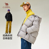 骆驼火焰山羽绒服男女冬季连帽抗静电鸭绒保暖情侣面包服 M34CR07674B