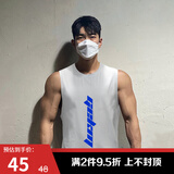 GEKM 肌肉健身兄弟潮牌背心男兄弟夏季跑步篮球训练坎肩无袖T恤运动服 B-09(棉质)白色蓝花 XXL【建议160-180斤】