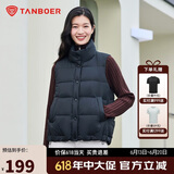 坦博尔羽绒服马甲女立领宽松外搭短款羽绒背心外套TD236006 黑色 180