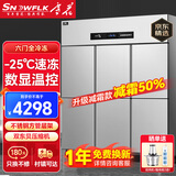 雪花四门冰箱商用六门立式不锈钢冰柜厨房大容量四开门双温冷藏冷冻直冷风冷冰箱冷柜保鲜柜 -25℃速冻款六门【全冷冻】节能省电