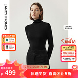 朗姿【王楚然同款】纯羊毛高领针织衫春冬内搭打底上衣旷野美拉德 黑色2 M