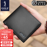 高尔夫（GOLF）头层牛皮男士钱包柔软耐磨牛皮男款钱包时尚商务真皮父亲节礼物 黑色横款