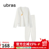 ubras【虞书欣同款】兔绒绒开襟家居服套装厚款女加绒睡衣冬季女 【长袖长裤套装】纯白色 S