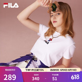斐乐（FILA）官方女士短袖T恤夏印花运动女装针织短袖套头衫小熊T刺绣上衣 标准白-WT 2XL 180/96A