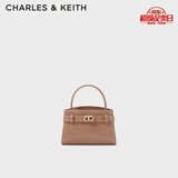 CHARLES&KEITH鳄鱼纹凯莉包手提斜挎婚包包女包生日礼物七夕礼物CK2-50270880-1 BLUSH浅红色 S