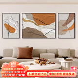 墨派（Mopai）客厅装饰画沙发背景墙手绘油画现代轻奢挂画抽象艺术三联肌理壁画 艺术人生F款. 小套(左右40x60+中80x60)手绘