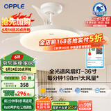 欧普（OPPLE）全光谱36寸风扇灯遥控一体LEDRa98餐厅卧室吊灯冰风白1级能效