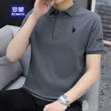 罗蒙（ROMON）POLO衫男士2026升级新薄款纯棉半袖T恤上衣商务刺绣短袖 深灰 2XL