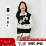 梵希蔓黑色休闲文艺风针织衫女2025年春季新款百搭设计感马甲背心 16255 黑色 S