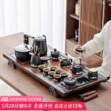 唐丰 整套功夫茶具套装家用茶盘一体茶台茶海茶杯盖碗电热磁炉四合一 双龙戏珠+青山飞鸟提梁壶 14头