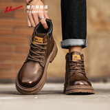 回力马丁靴男鞋2025秋冬季新款英伦风高帮工装靴子男 2022 棕色 42