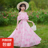 【女童2025夏季公主裙】儿童碎花裙子小女孩雪纺连衣裙百褶裙 086仙粉碎花裙 150