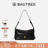 BAGTREE【明星同款】包包树奶盒包新款轻奢品牌单肩斜挎Hobo包包520礼物 檀黑色-中号【磁吸拉链款】 520生日礼物送女朋友送老婆