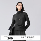 伊芙丽【0压感】伊芙丽百搭亲肤高级感白色T恤打底衫女2024秋装基础内搭 深灰 155/80A/S