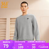 361度运动卫衣男秋冬新款加绒圆领套头运动绒上衣男简约百搭服饰御寒保 【男款】浅瓦花灰 L