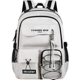 爱迪生发明家高中生书包初中大学生大容量防泼水双肩包旅行背包 2551-2 灰色