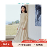 茵曼（INMAN）灯芯绒连衣裙春秋女装新品长袖休闲针织礼服中长裙子 淡香杏-18348727 M