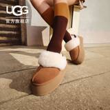UGG秋季女士包头厚底LOGO松紧带休闲懒人毛毛鞋 1113474 CHE | 栗色 36