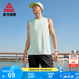 匹克跑步速干运动套装男夏季衣健身服透气排汗羽毛球服短袖短裤两件套 【背心无拉链款52037】白绿 L/175