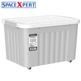SPACEXPERT带轮塑料收纳箱特大号储物箱学生书箱儿童玩具整理搬家打包周转箱 灰色 【实测盛水容积60L】单只装