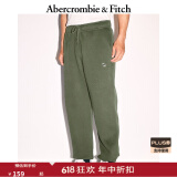 ABERCROMBIE & FITCH男装24春秋经典小麋鹿美式baggy风抓绒运动卫裤长裤KI134-4099 绿色 XL (180/98A)