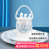 红牡丹景德镇碗碟餐具轻奢金边碗具陶瓷碗盘家用单品汤碗中式吃饭碗筷 月光牡丹花篮1个
