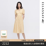 ELLASSAY歌力思夏季新款桑蚕丝花园茶歇真丝连衣裙女EWW342Y09600 黄混搭 XS