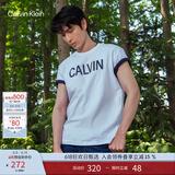 Calvin Klein Jeans夏季男女情侣中性摩登霓虹ck印花休闲圆领短袖T恤J318289 YAF-白色 L （推荐150-165斤）